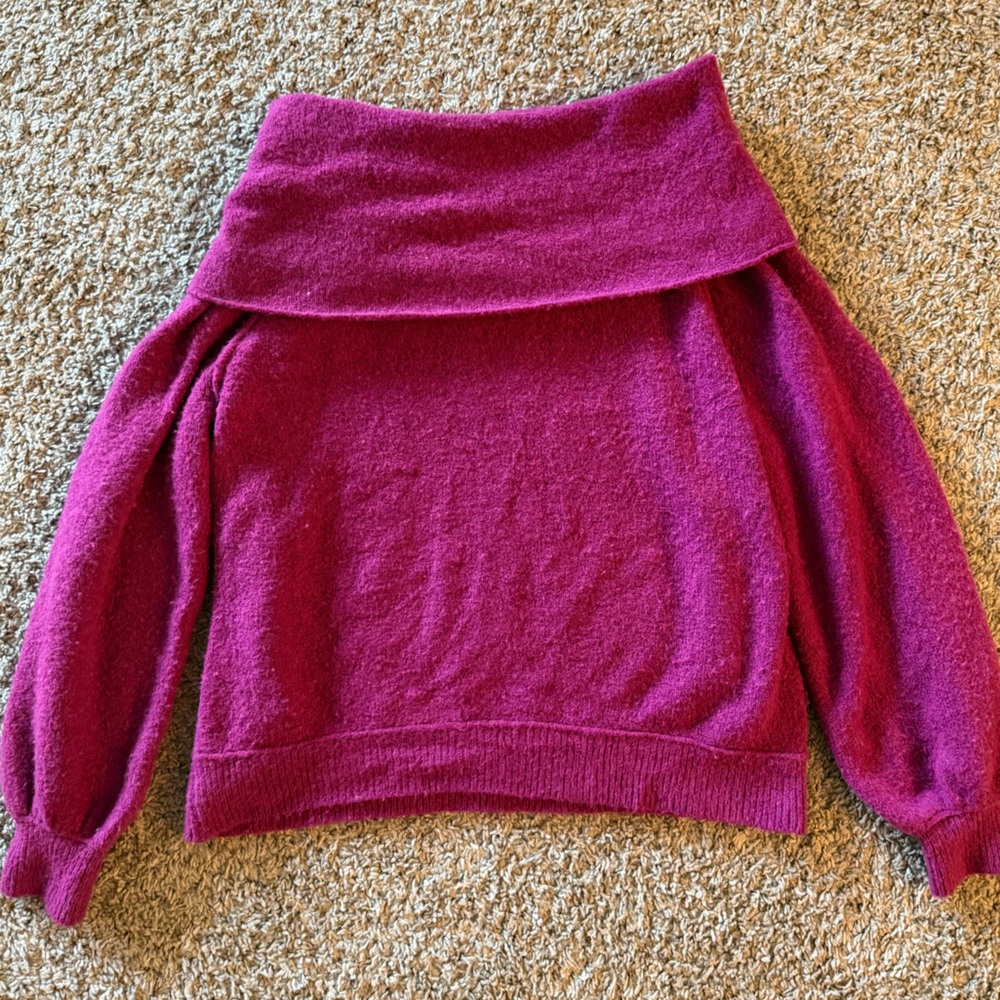 Free People Fuchsia Cowl Neck Sweater
